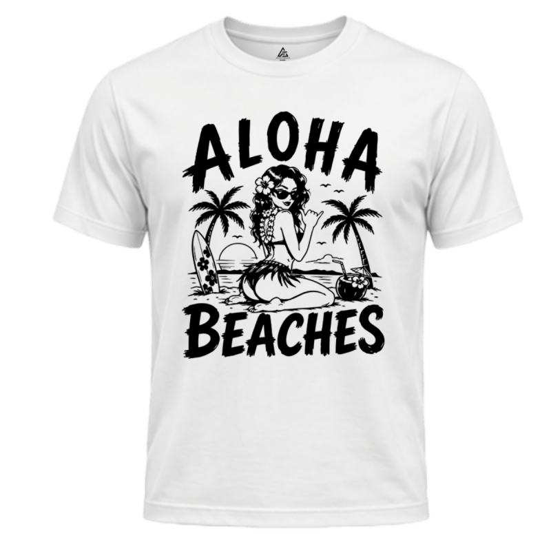 ArtiFacture Aloha Beaches White Graphic T-Shirt