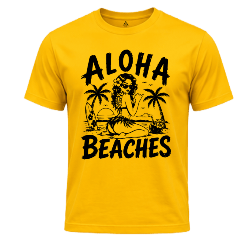 ArtiFacture Aloha Beaches Yellow Graphic T-Shirt